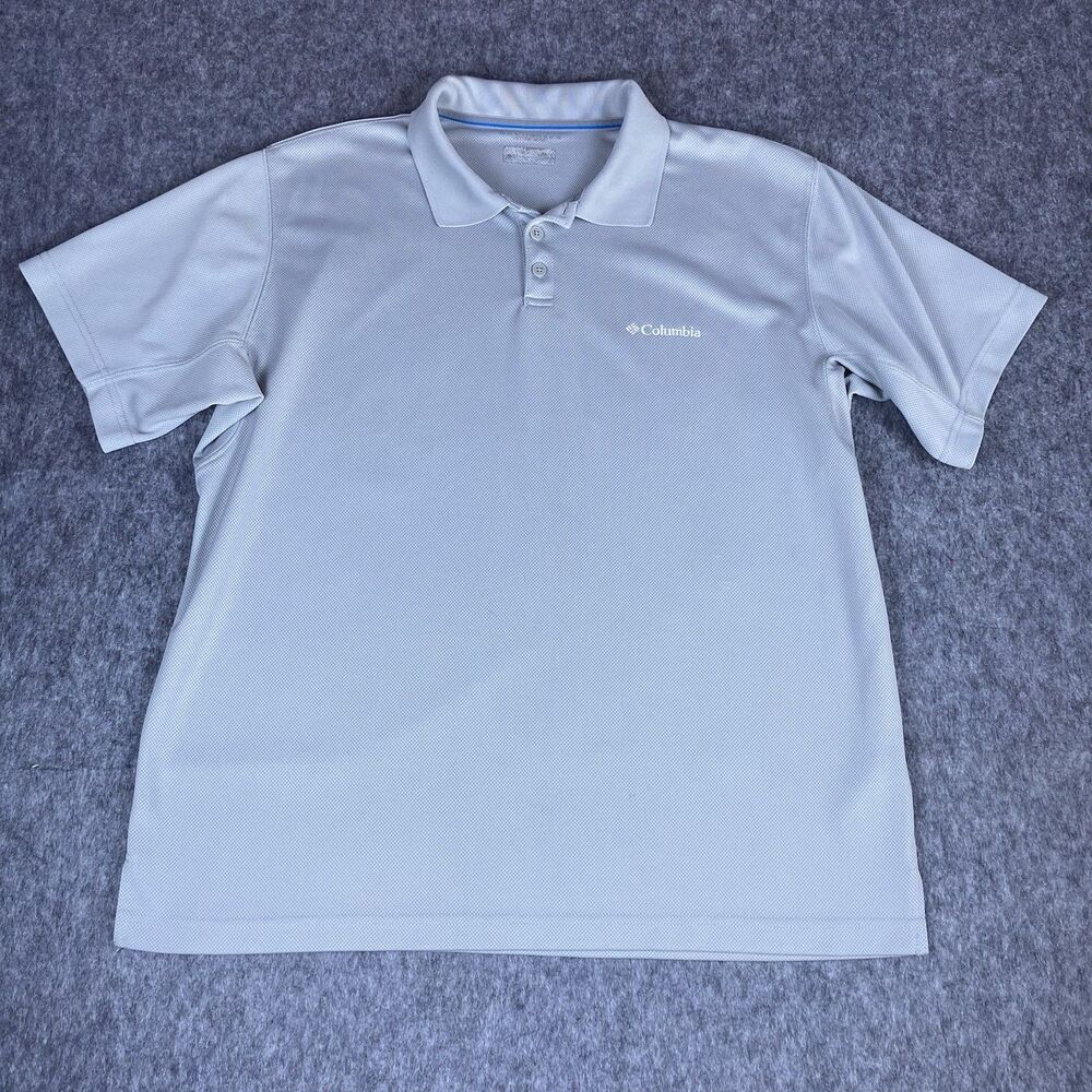 Columbia Men's Polo Shirt Gray Omni-Shade Sun Protection Golf Performance Size L